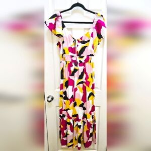 Nine West Flutter Sleeve Maxi Dress